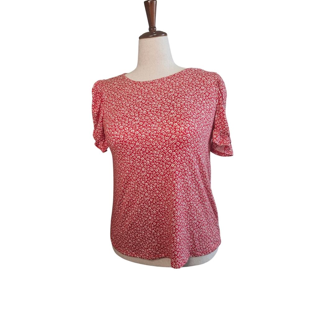 Reb. in J. 220 White Floral Puff Sleeve A-line Blouse Cottagecore Women's XL